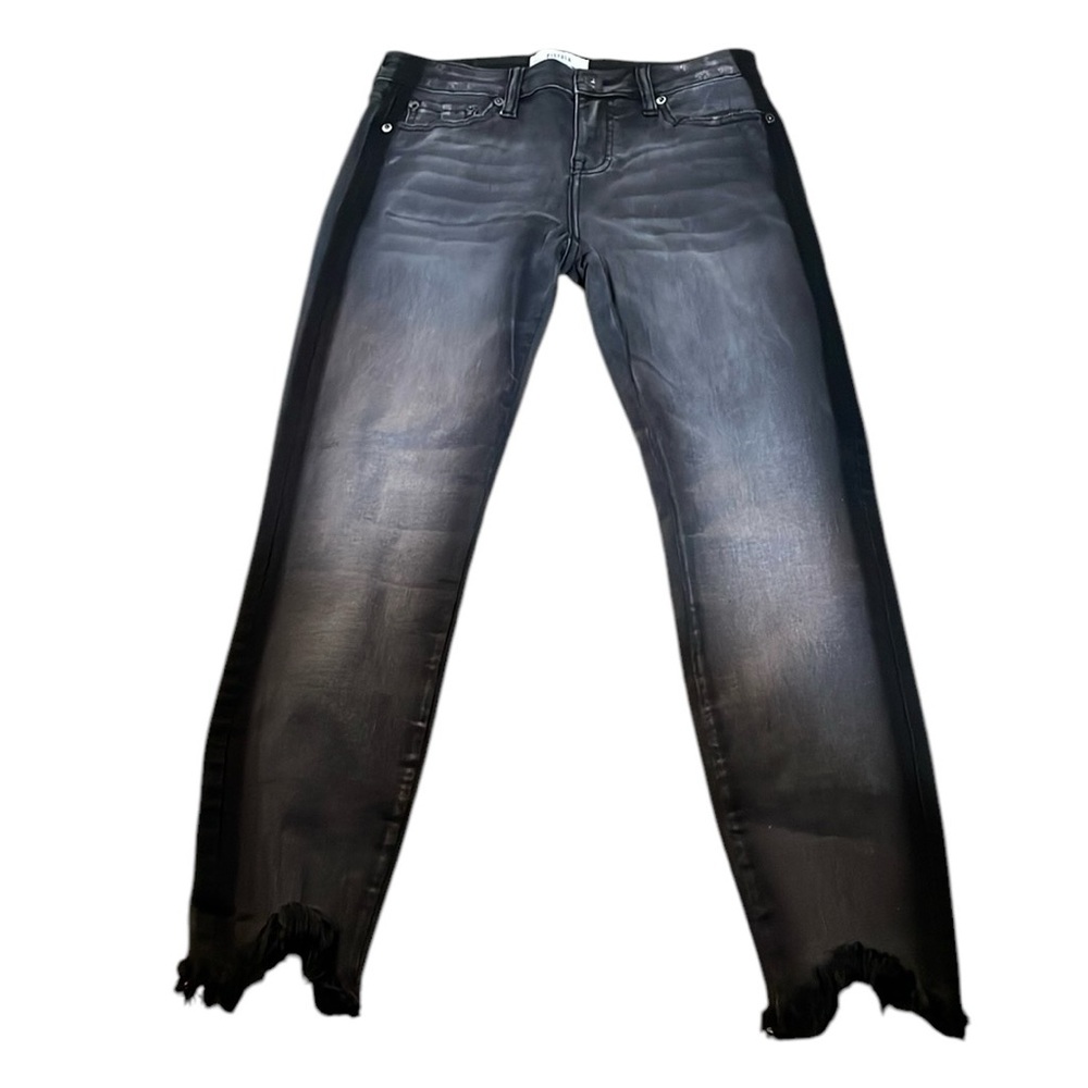 Pistola Black Jeans Stretch Shark Bit Hem Side Black Stripe Distressing Black 28